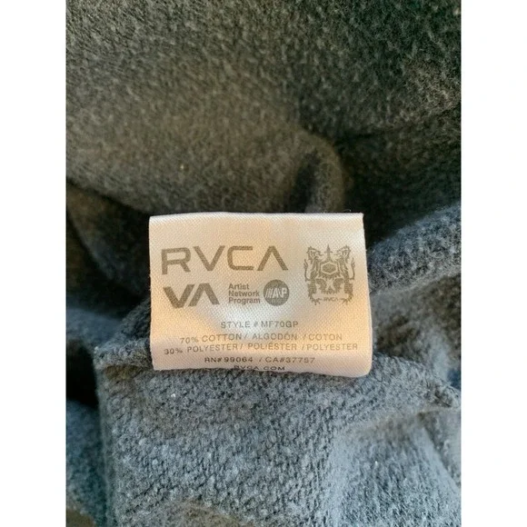 RVCA Hoodie Mens Medium Hooded Sweatshirt Logo Y2K 90s Grunge Surfer Skater READ - Picture 5 of 12
